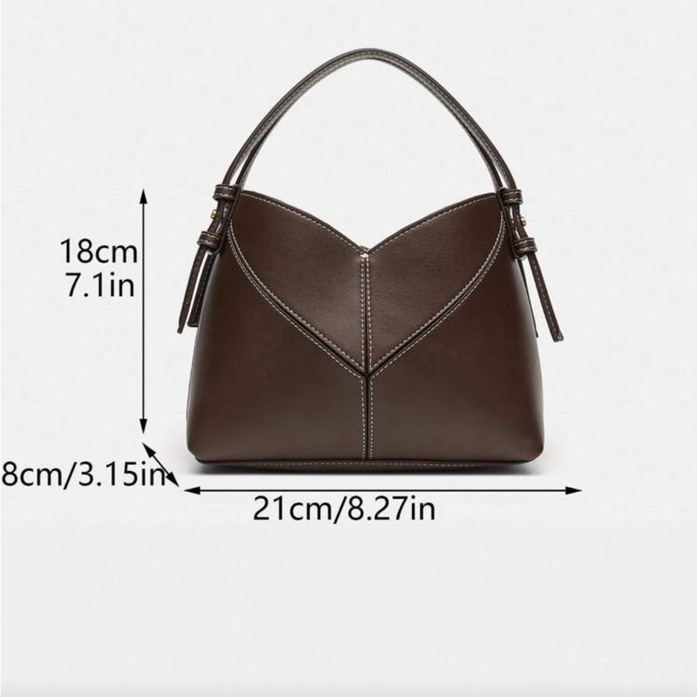 Brown faux leather top handle bag - Picture 2 of 9